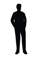 Standing business man silhouette vector on white 