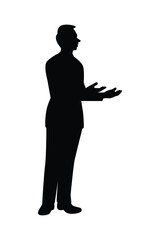 Standing business man silhouette vector on white 