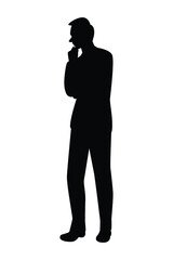 Standing business man silhouette vector on white 