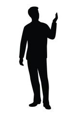 Standing business man silhouette vector on white 