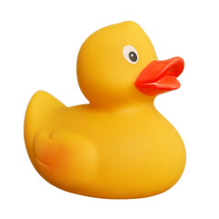Rubber duck toy isolated over white background