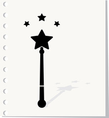Hand Drawn magic wand icon. Vector illustration 