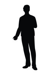 Standing business man silhouette vector on white 