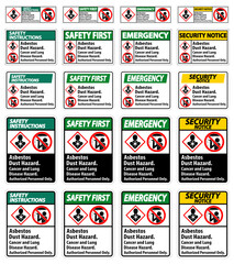 Safety Label,Asbestos Dust Hazard, Cancer And Lung Disease Hazard Authorized Personnel Only