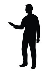 Standing business man silhouette vector on white 