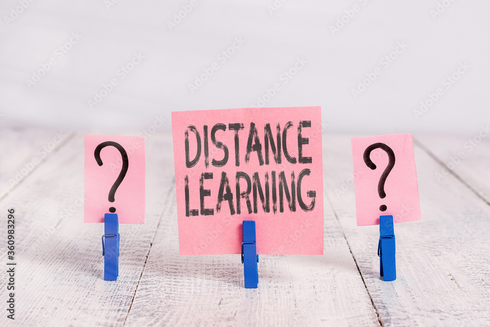 Poster text sign showing distance learning. business photo showcasing educational lectures broadcasted over