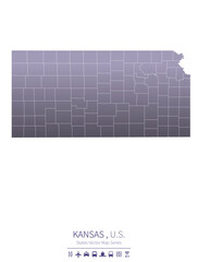 kansas map. us states vector map series. united states map background.