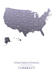 Fototapeta na wymiar usa map. us states vector map series. united states map background.