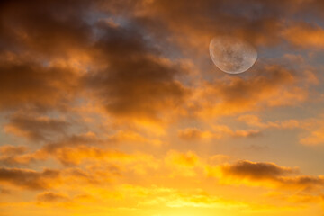 Sunset Moon Clouds