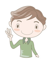 国際手話・ハンドジェスチャー・数字の3（男性）