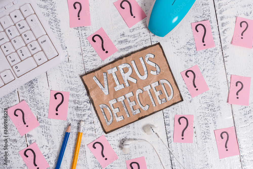 Poster conceptual hand writing showing virus detected. concept meaning a computer program used to prevent a