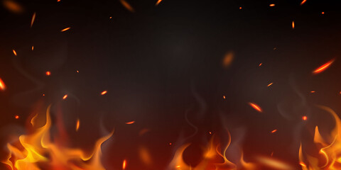 Burning red hot sparks realistic fire flames © HNKz