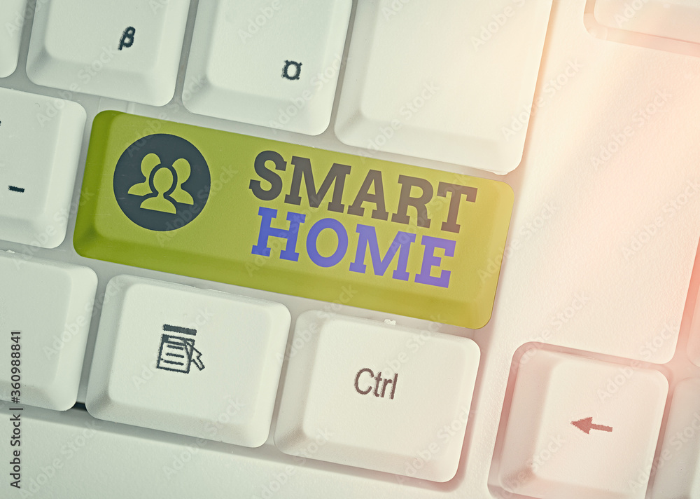 Poster text sign showing smart home. business photo showcasing equipped home can be controlled remotely by 
