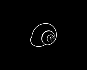 Snail Silhouette on Black Background. Isolated Vector Animal Template for Logo Company, Icon, Symbol etc