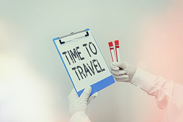 Conceptual hand writing showing Time To Travel. Concept meaning Collect moments Old ways won t open...