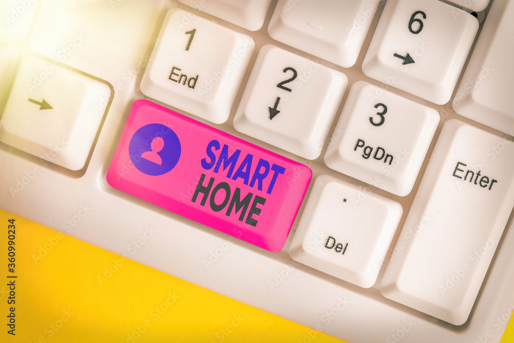Poster conceptual hand writing showing smart home. concept meaning equipped home can be controlled remotely