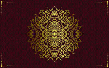 Luxury gold mandala ornate background for wedding invitation, book cover