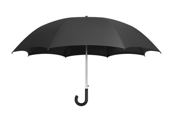 Black umbrella template. Side view realistic vector mockup.