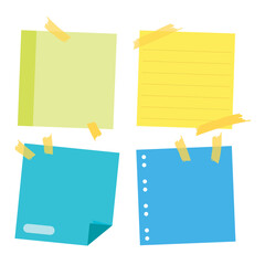 Sticky post note collection. Post it for work memo, reminder for to do it. Office paper sticker collection.