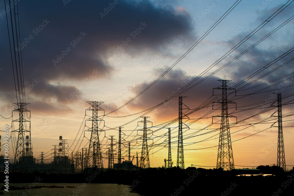 Wall mural high voltage electric tower.