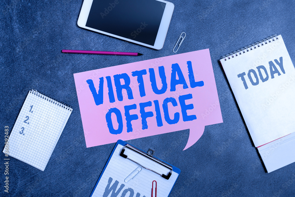 Poster word writing text virtual office. business photo showcasing operational domain of any business or or
