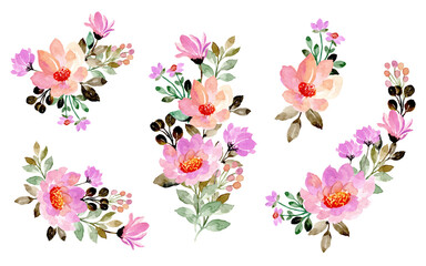 Obraz na płótnie Canvas watercolor flower bouquet collection for wedding invitation, greeting card, wallpaper etc.