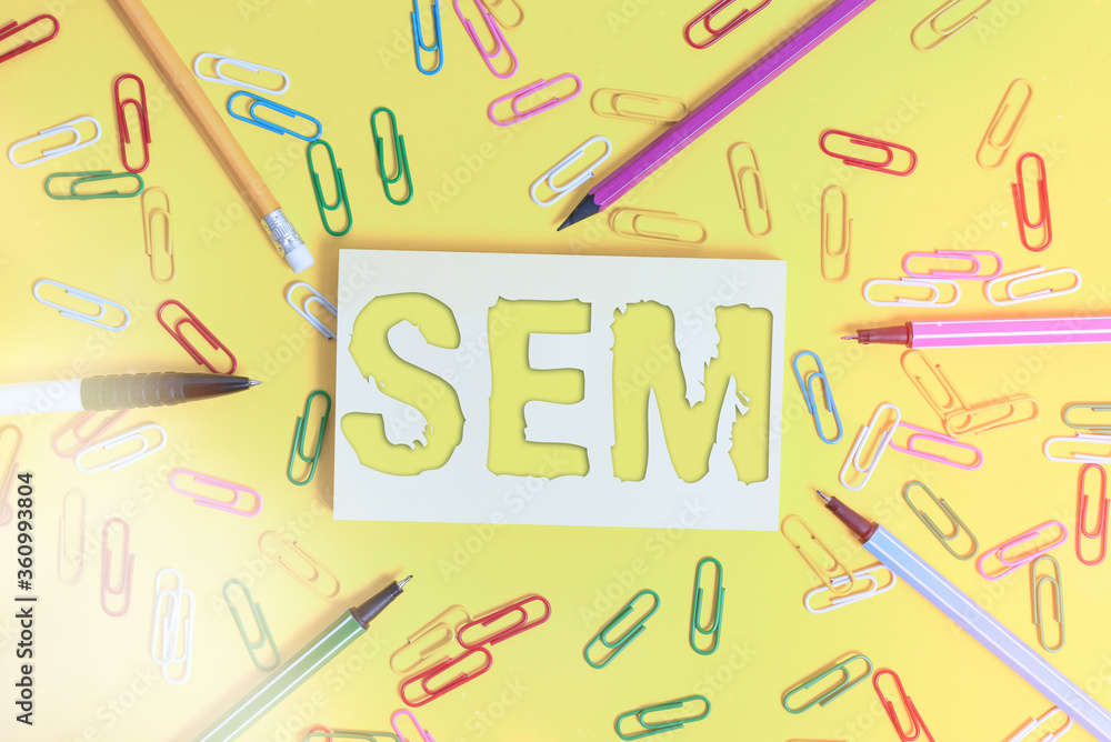 Aufkleber conceptual hand writing showing sem. concept meaning search engine marketing internet marketing invo