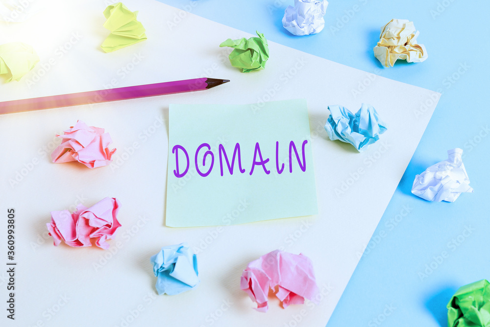 Poster word writing text domain. business photo showcasing identification string that defines a realm of ad