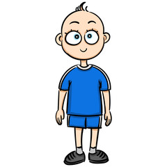 Cute cartoon boy vector illustration on a white background. Hand drawn beautiful, romantic girl for children books, greeting cards, fashion artwork, prints, stickers, t-shirt.