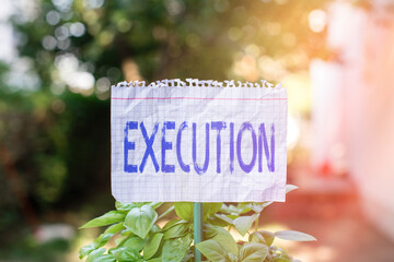 Handwriting text Execution. Conceptual photo it executes or imposes a program order or course of...