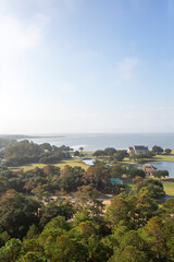 Coast of the Outer Banks of North Carolina from a high angle in the fall