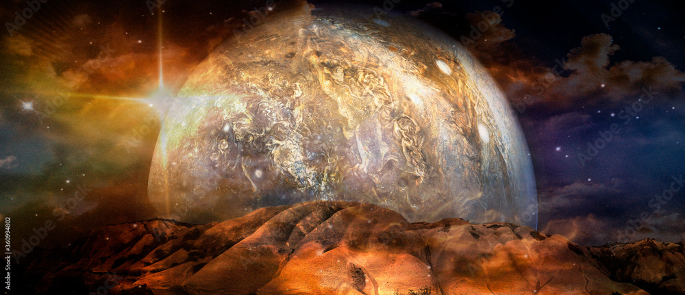 Canvas Prints beautiful multicolor landscape of an alien planet. elements of this image furnished by nasa.