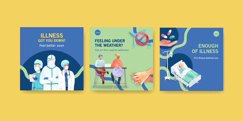 Advertise or brochure design with information about the illness and healthcare
