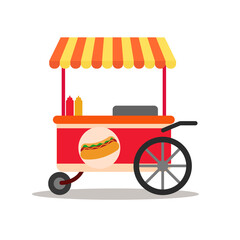 Hot dog stand vector illustration draw in flat design isolated on white background 