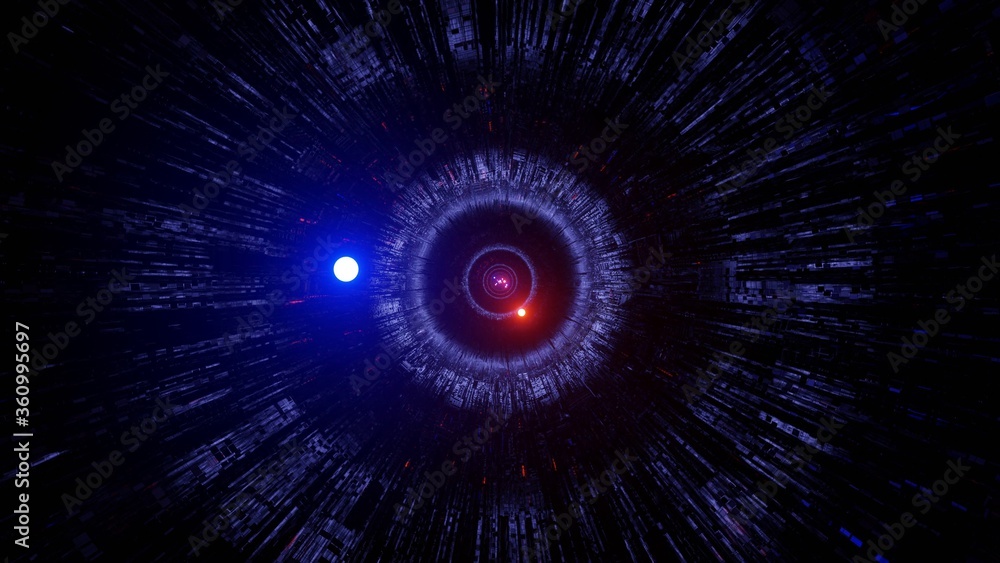 Poster 3d rendering of an abstract circle in a dark cosmic environment
