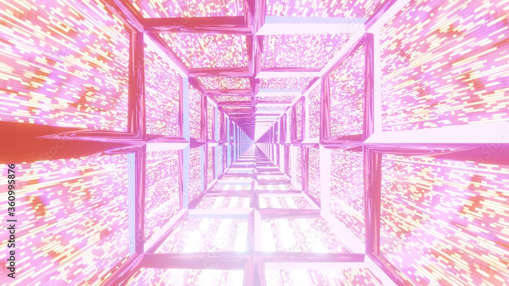 Aufkleber 3d rendering of colorful laser lights forming an abstract futuristic square portal