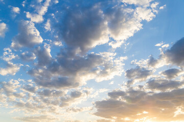 summer blue sky and white fluffy cloud sky background
