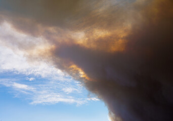 Fototapeta na wymiar Smoke from the fire at Mount Charleston