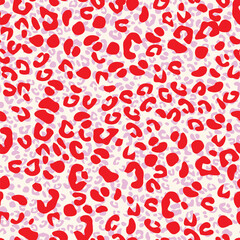 leopard animal abstract geometric bright red pink white print pattern design