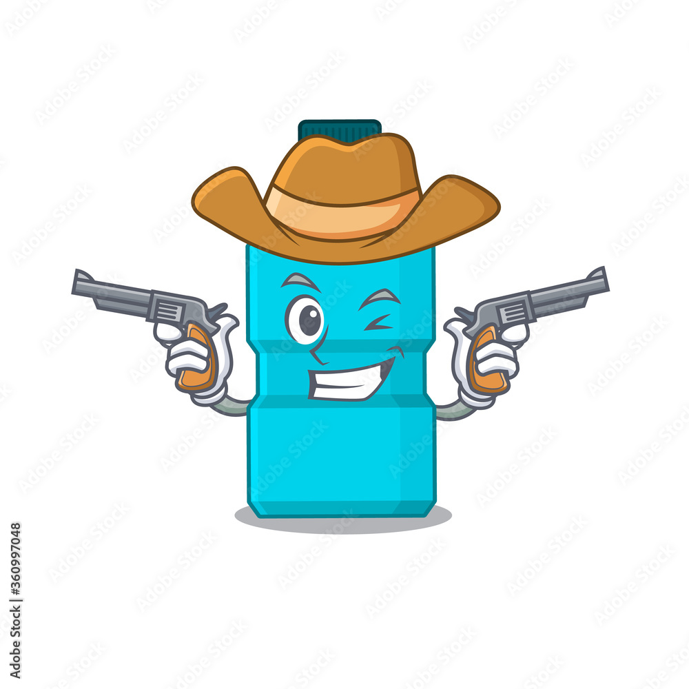 Sticker A wise cowboy of mouthwash Cartoon design with guns