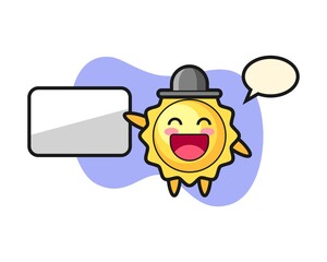 Sun cartoon doing a presentation