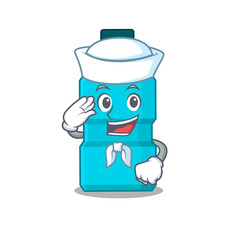 A brave sailor caricature design style of mouthwash ready to sail