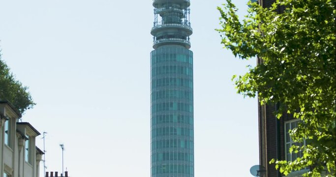 BT Tower, Lockdown message, London (Tilt-up) - 4K, 50p