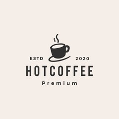 hot coffee cup hipster vintage logo vector icon illustration