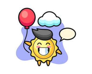 Sun cartoon is playing balloon