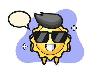 Sun cartoon with cool gesture