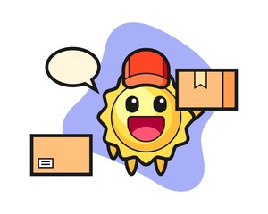 Sun cartoon as a courier