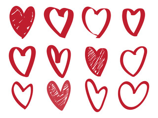 hand drawn doodle love heart collection. vector illustration