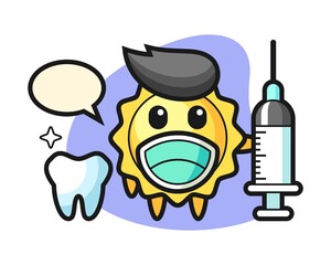 Sun cartoon as a dentist