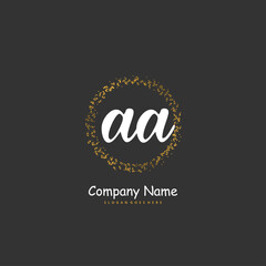 A AA Initial handwriting and signature logo design with circle. Beautiful design handwritten logo for fashion, team, wedding, luxury logo.